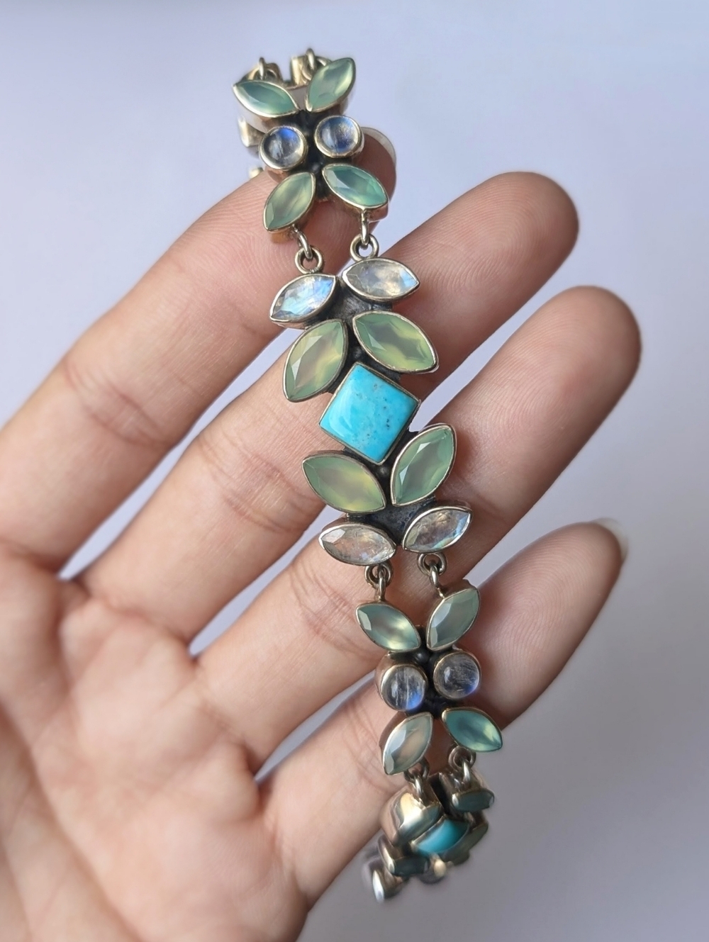 Nicky Butler bracelet Sterling silver Rainbow moonstone chalcedony Turquoise 925